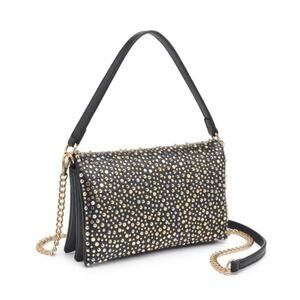 NWT Urban Expressions Krista Black Two-Tone Studded Embellished Evening Bag